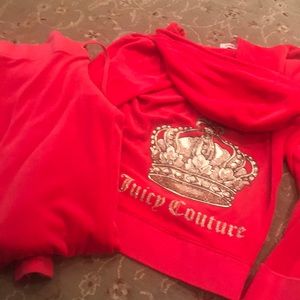 Red Velour Juicy Couture jacket and bottoms